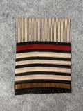 Beige & Black Striped Kota Doria Saree with Rust Accent Border & Zari Detailing | Minimal Everyday Saree