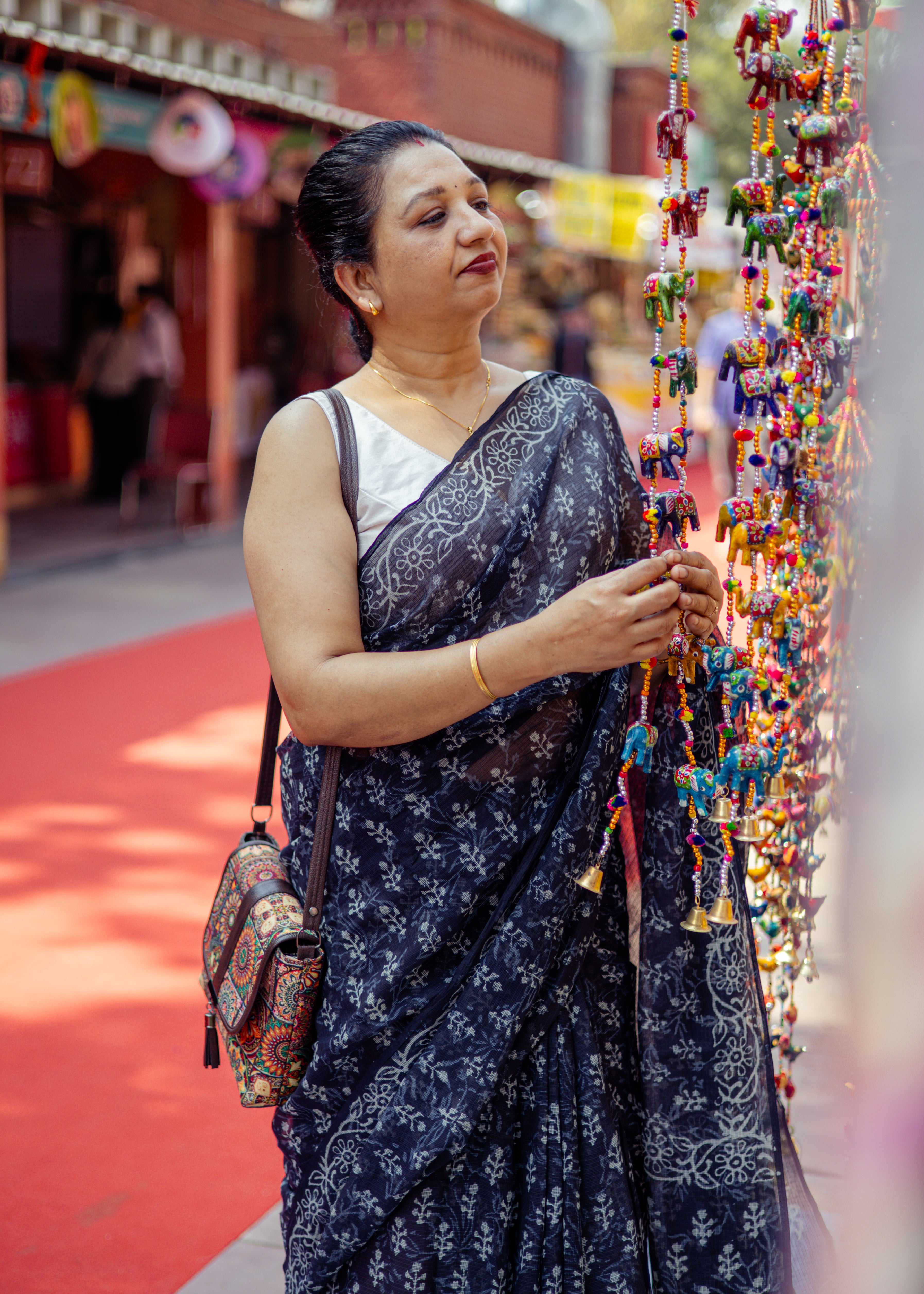 Indigo Blue Kota Doria Saree with White Block Print Motifs